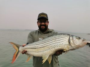 Tigerfishing in the okovango delta durring the barbelrun in botswana